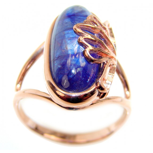 Royal quality unique Sapphire 18K Gold over .925 Sterling Silver handcrafted Ring size 9 1/4