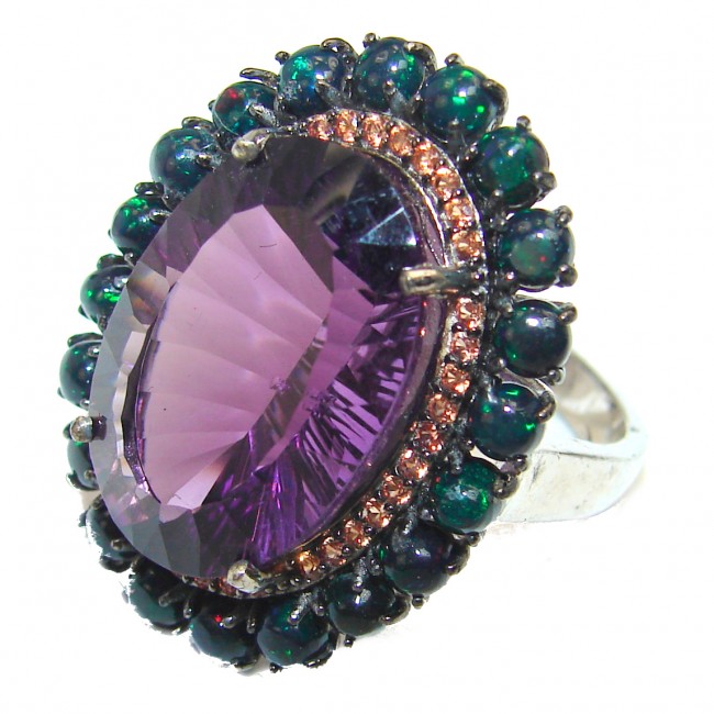 Vintage Style 15.2 carat Amethyst .925 Sterling Silver handmade Cocktail Ring s. 8