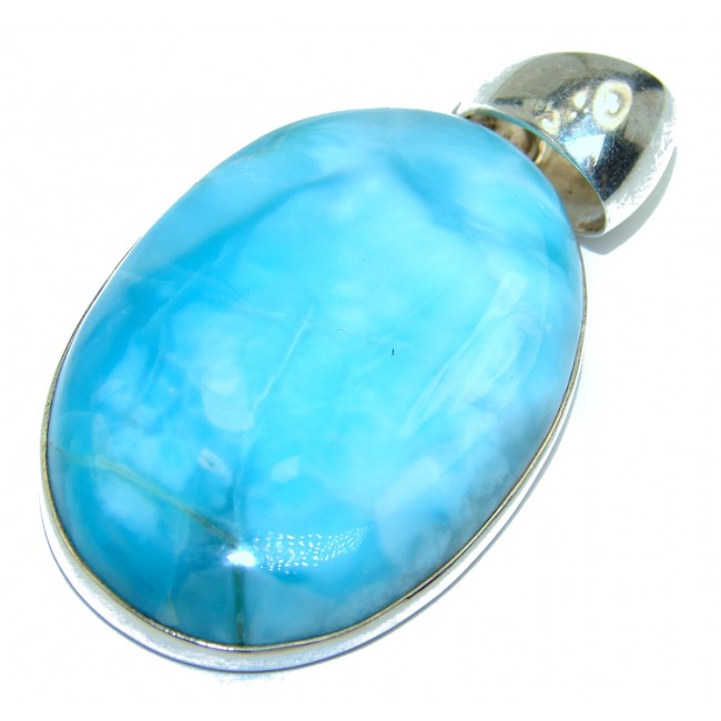 Carrabean Beauty genuine Blue Larimar .925 Sterling Silver handmade pendant
