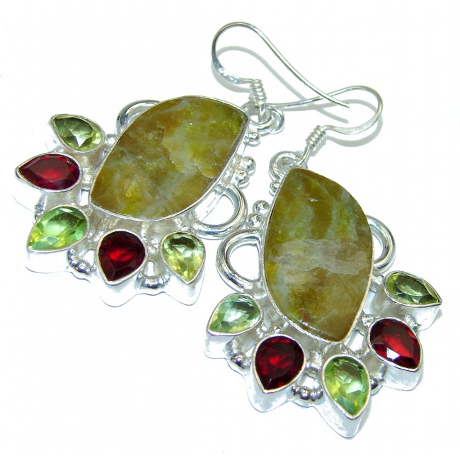 Perfect Green Rainforest Jasper Sterling Silver earrings