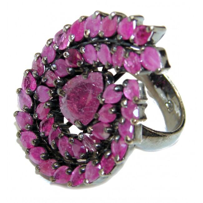 Victorian Style Ruby black rhodium over over Sterling Silver ring; s. 8 3/4