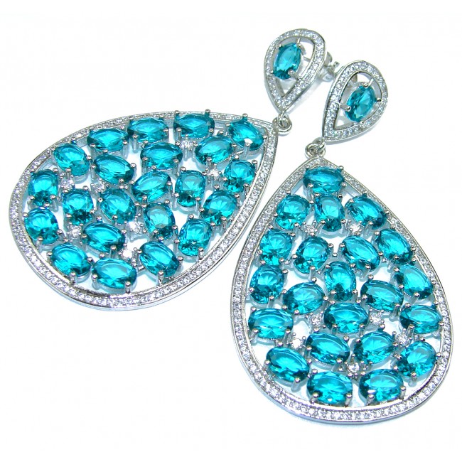 Rare Perception London Blue Topaz .925 Sterling Silver handcrafted long earrings