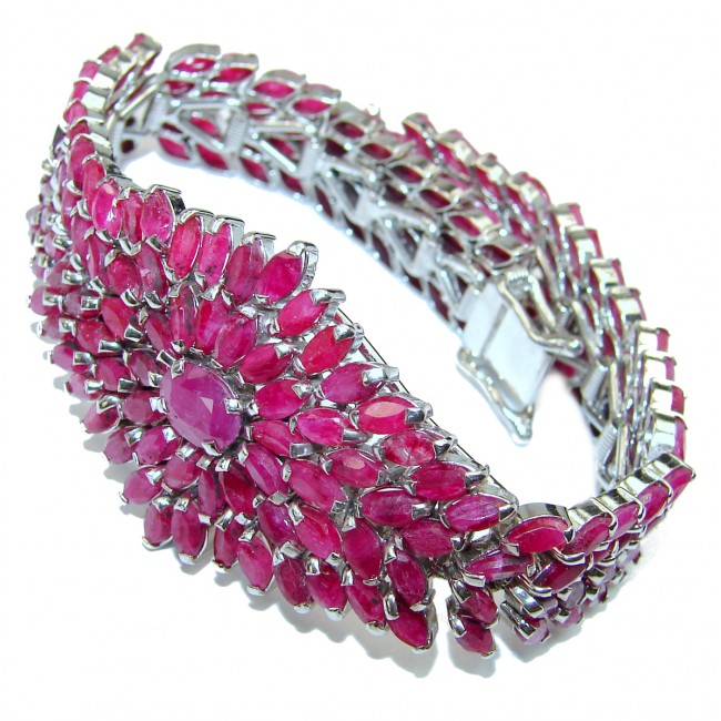 Alexandria Luxury Authentic Ruby .925 Sterling Silver handmade Large Bracelet