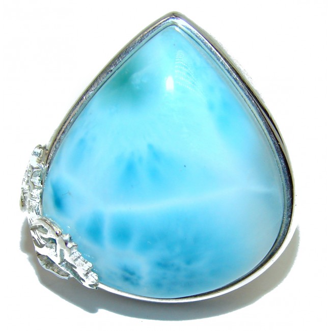 Natural Larimar .925 Sterling Silver handcrafted Ring s. 8 3/4