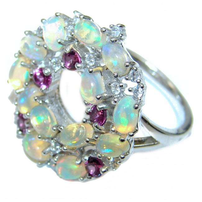 Precious 8.5 carat Ethiopian Opal .925 Sterling Silver handcrafted ring size 8 1/4