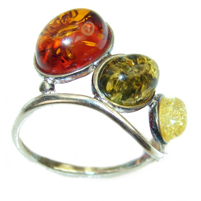 Beautiful Authentic Baltic Amber .925 Sterling Silver handcrafted ring; s. 6 3/4