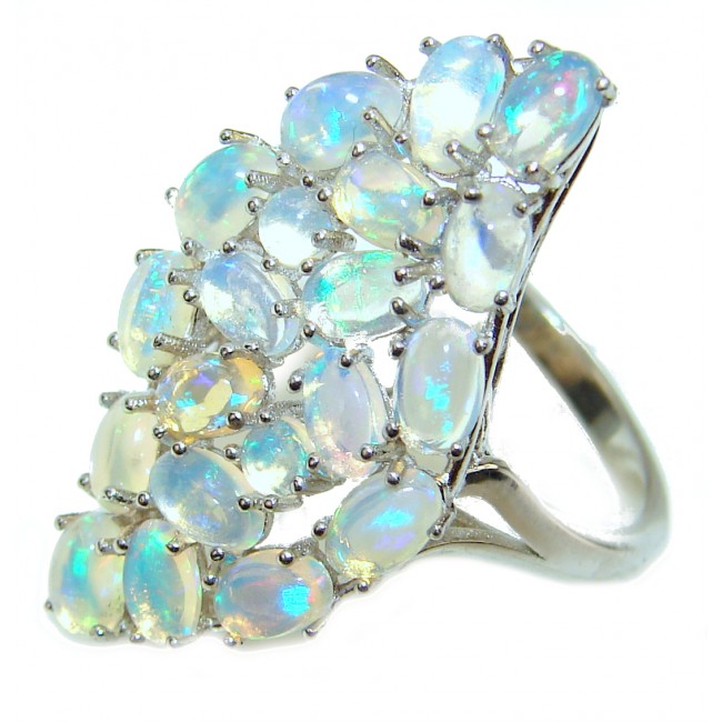 Precious 11.5 carat Ethiopian Opal .925 Sterling Silver handcrafted ring size 8 1/4