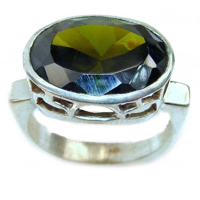 Best quality Green Quartz .925 Sterling Silver handcrafted Ring Size 9