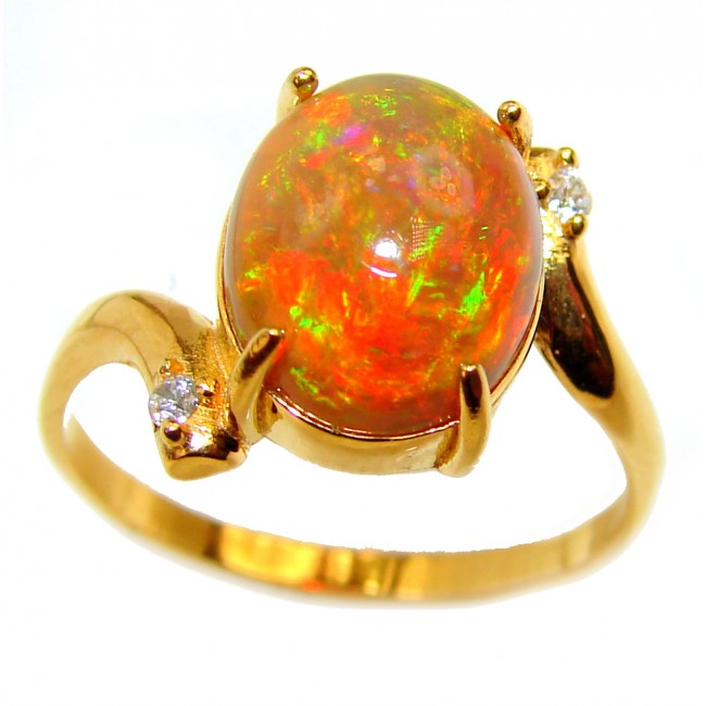 7.5 carat Ethiopian Opal 18k yellow Gold over .925 Sterling Silver handcrafted ring size 9 1/4