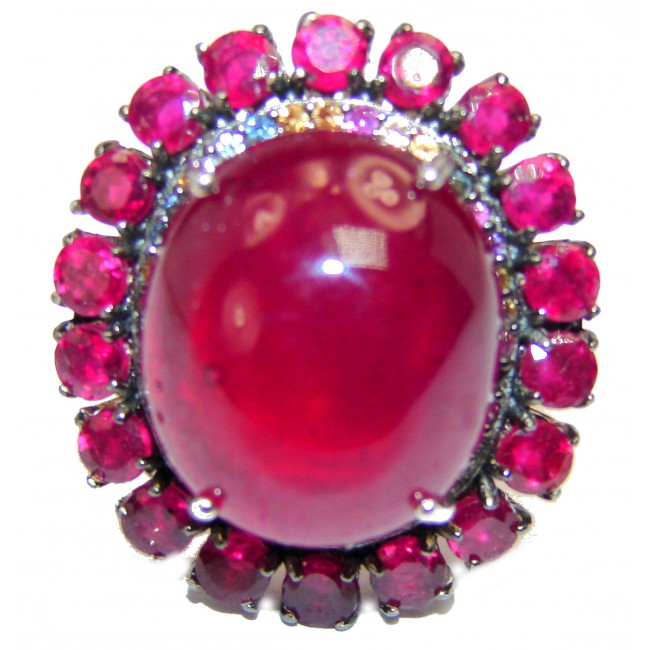 Royal quality 27.8 carat unique Ruby 18K white Gold over .925 Sterling Silver handcrafted Ring size 8