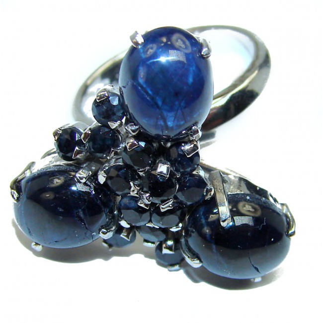 Magnificent Authentic Sapphire .925 Sterling Silver handcrafted ring; s. 7