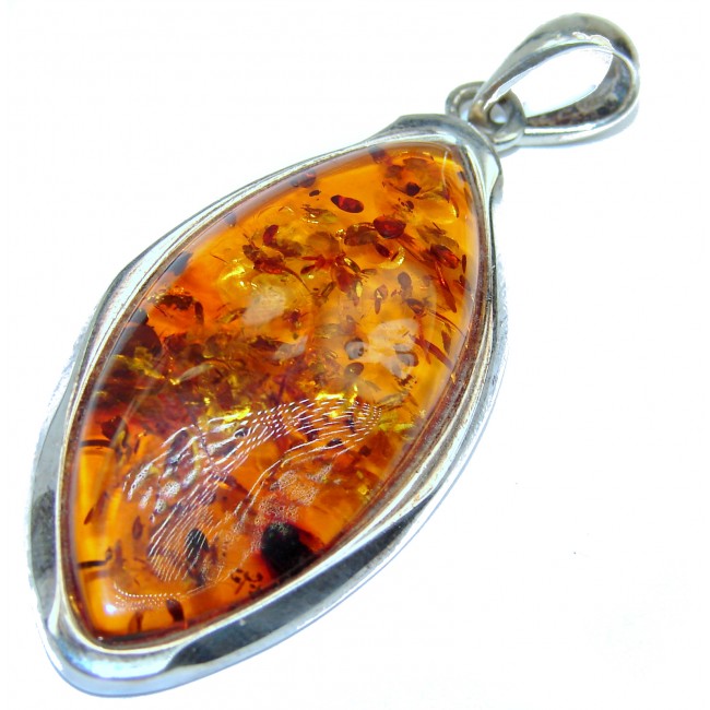 Baltic Polish Amber .925 Sterling Silver handcrafted pendant