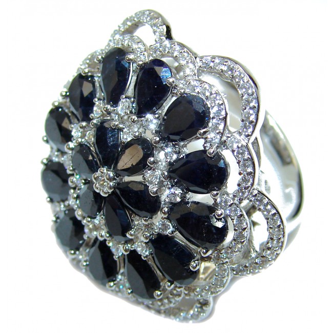 Victorian Style Sapphire .925 Sterling Silver ring; s. 8