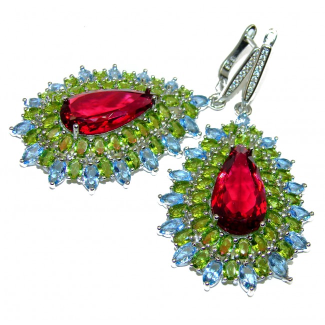 Incredible quality multicolor Topaz .925 Sterling Silver handcrafted earrings