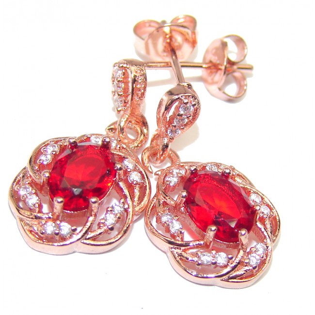 Incredible Red Topaz 14K Gold over .925 Sterling Silver earrings