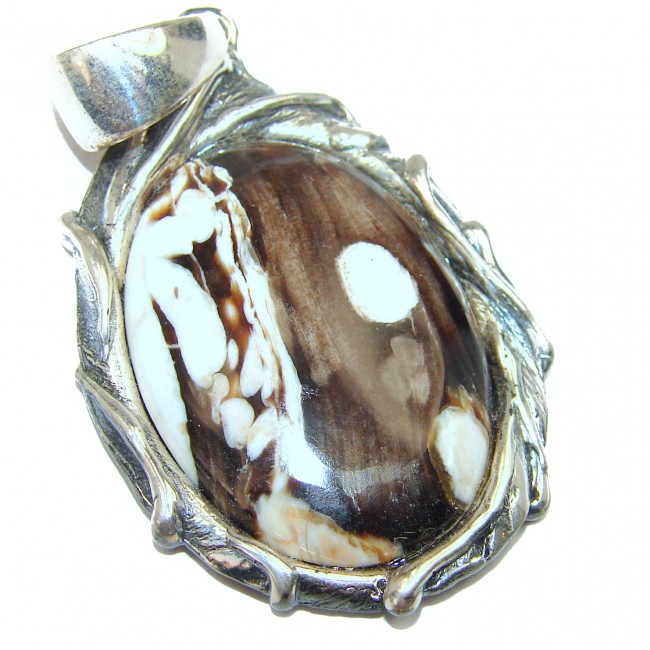 Genuine Petrified Palm Wood .925 Sterling Silver handmade pendant