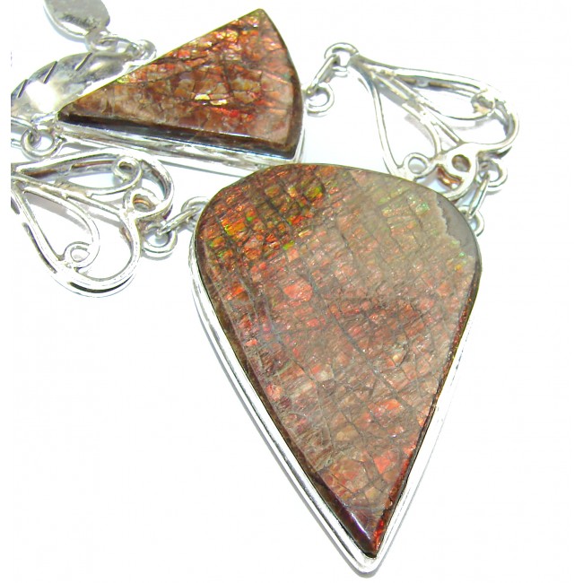 Best quality Natural Canadian Ammolite .925 Sterling Silver handmade necklace