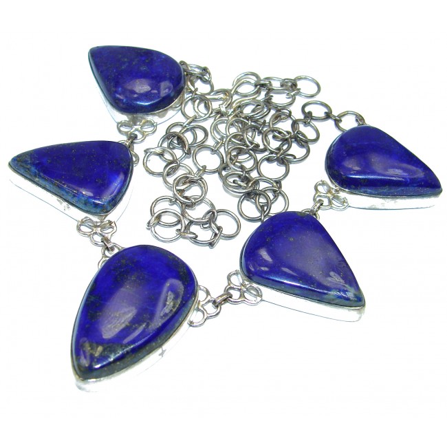 Boho Style Lapis Lazuli .925 Sterling Silver handmade necklace