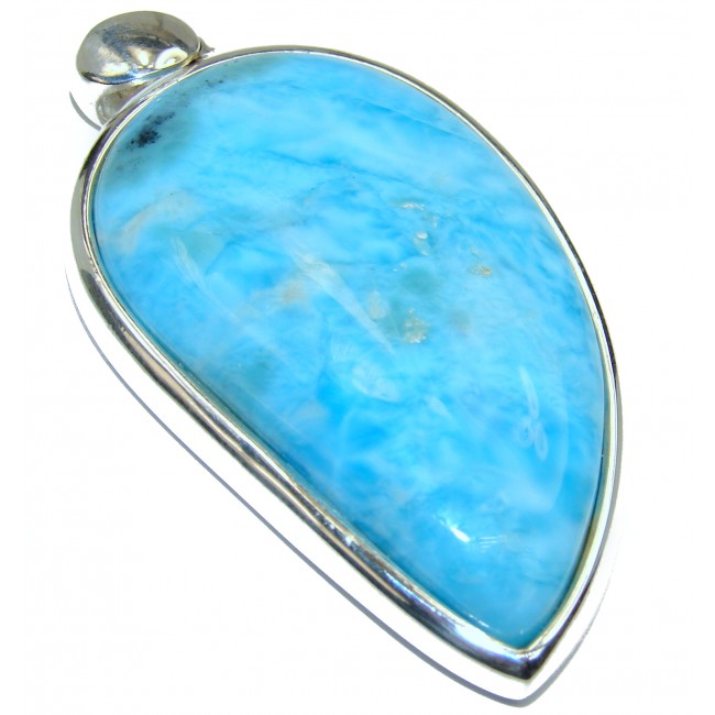 Caribbean Island genuine Blue Larimar .925 Sterling Silver handmade pendant