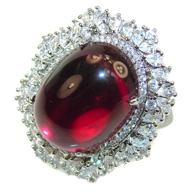 Most incredible Ruby .925 Sterling Silver handmade Cocktail Ring s. 7 1/4