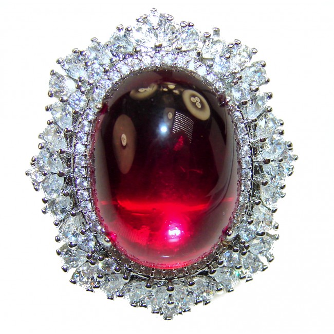 Most incredible Ruby .925 Sterling Silver handmade Cocktail Ring s. 7 1/4