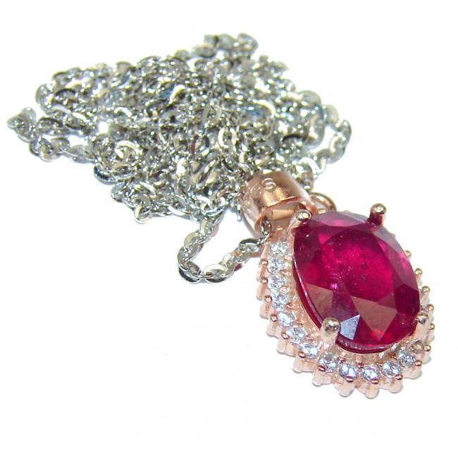 Ruby 18K Rose Gold over .925 Sterling Silver handmade Necklace