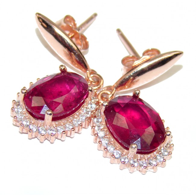 Exotic Beauty Ruby 18K Gold over .925 Sterling Silver handcrafted Earrings