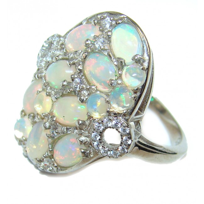 Precious 10.5 carat Ethiopian Opal .925 Sterling Silver handcrafted ring size 8