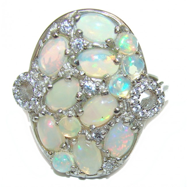Precious 10.5 carat Ethiopian Opal .925 Sterling Silver handcrafted ring size 8