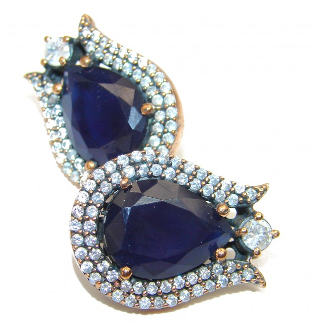 Egyptian Night created Sapphire .925 Sterling Silver earrings