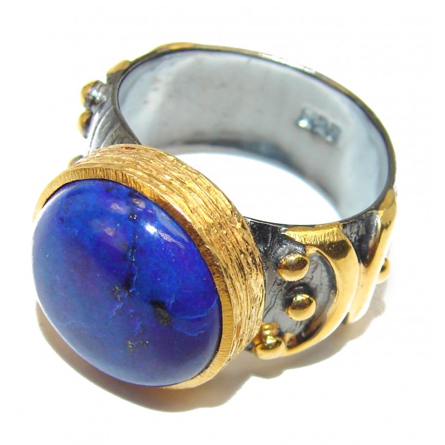 Natural Lapis Lazuli .925 Sterling Silver handcrafted ring size 8 1/4
