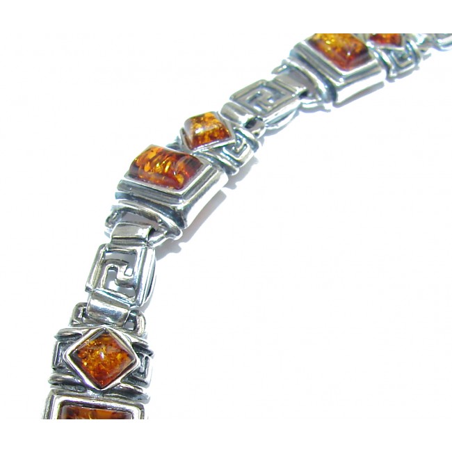 Beautiful multicolor Amber .925 Sterling Silver handcrafted Bracelet