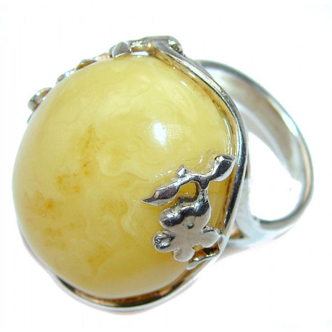 Authentic rare Butterscotch Baltic Amber .925 Sterling Silver handcrafted ring; s. 7