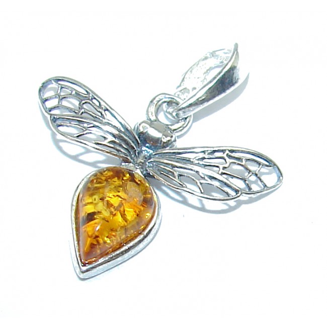 amazing quality Amber .925 Sterling Silver handmade pendant