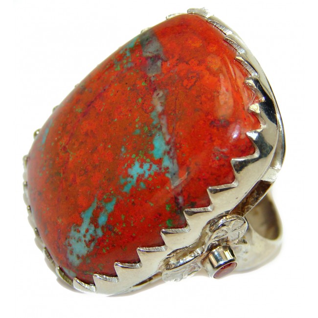 Genuine Red Jasper .925 Sterling Silver handcrafted ring s. 8 1/4