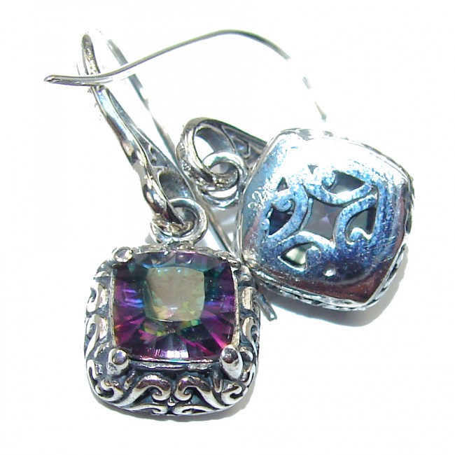 Bali made Rainbow Magic Topaz .925 Sterling Silver earrings