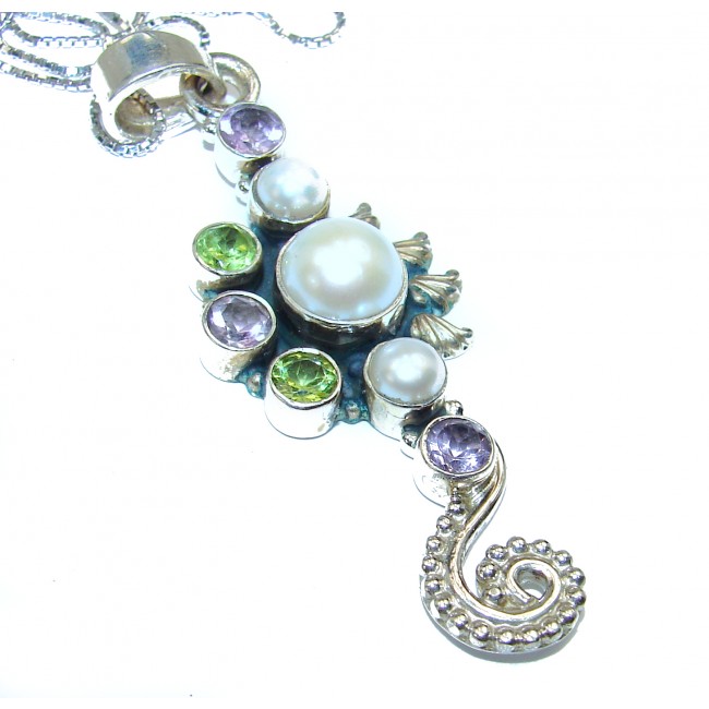 The Starry Night Pearl Mother of Pearl .925 Sterling Silver handmade Necklace