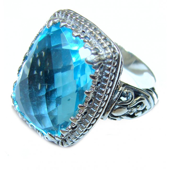 Swiss Blue Topaz .925 Sterling Silver handmade Ring size 6