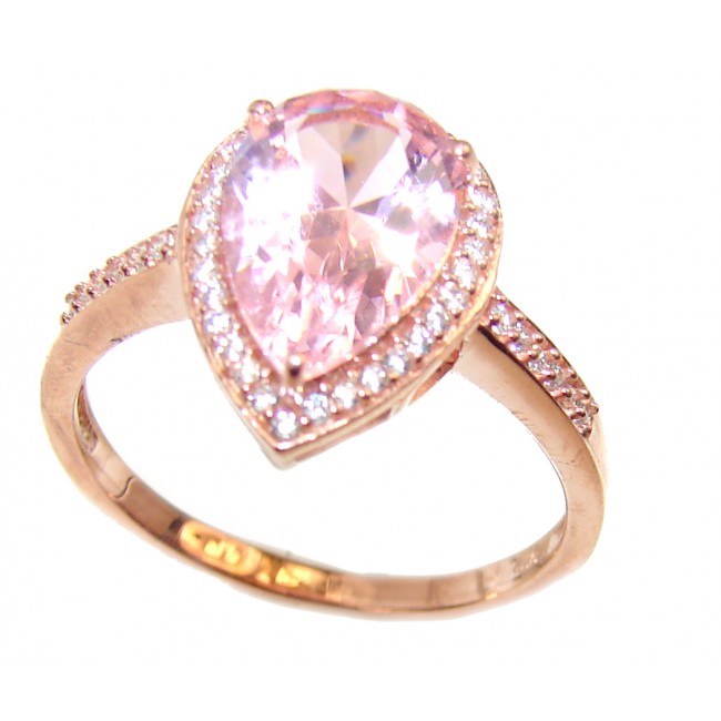 Exceptional Morganite 14K Rose Gold over .925 Sterling Silver handcrafted ring s. 9