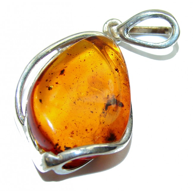 Baltic Polish Amber .925 Sterling Silver handcrafted pendant