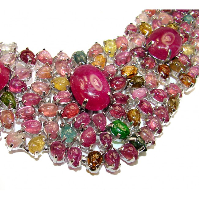 Dolce Vita HUGE authentic Ruby Brazilian Watermelon Tourmaline .925 Sterling Silver handcrafted necklace