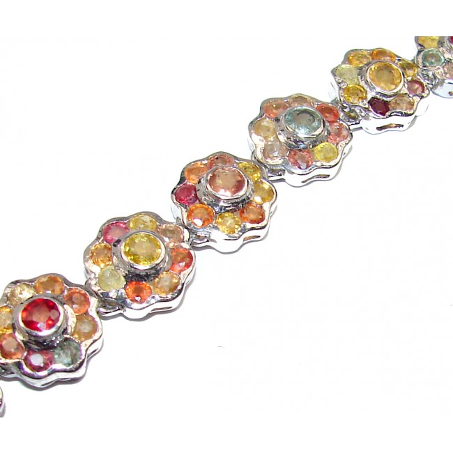 Magnificent Authentic multicolor Sapphire .925 Sterling Silver handcrafted Bracelet