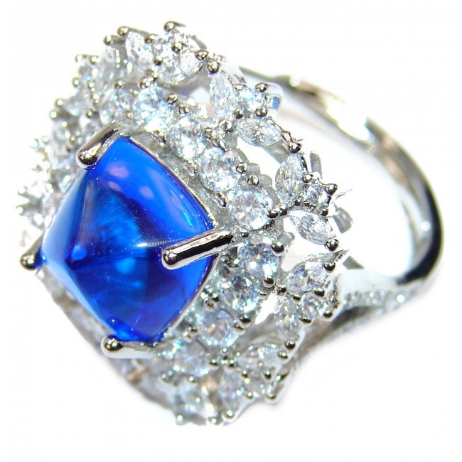 Electric Blue Topaz .925 Sterling Silver handmade Ring size 7
