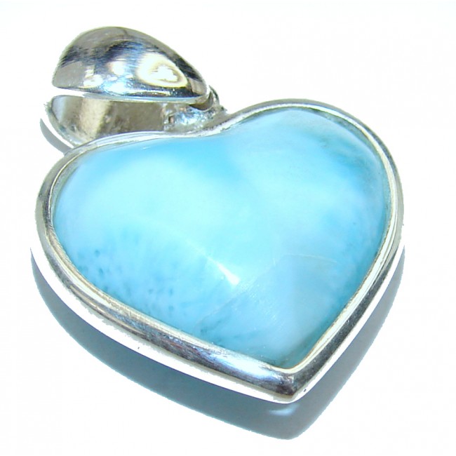 Beautiful Angel's Heart amazing quality Larimar .925 Sterling Silver handmade pendant
