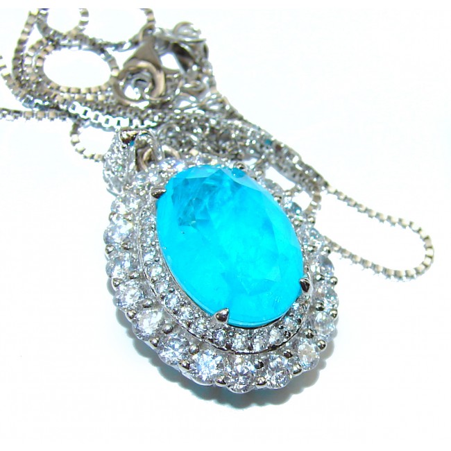 New Arrival Paraiba Tourmaline .925 Sterling Silver handcrafted necklace
