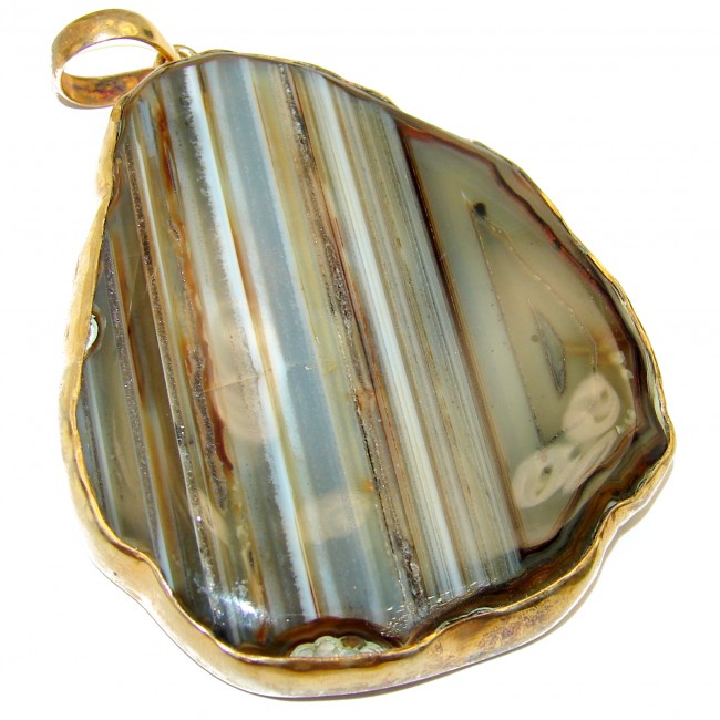 Botswana Agate Gold over .925 Sterling Silver handcrafted Pendant