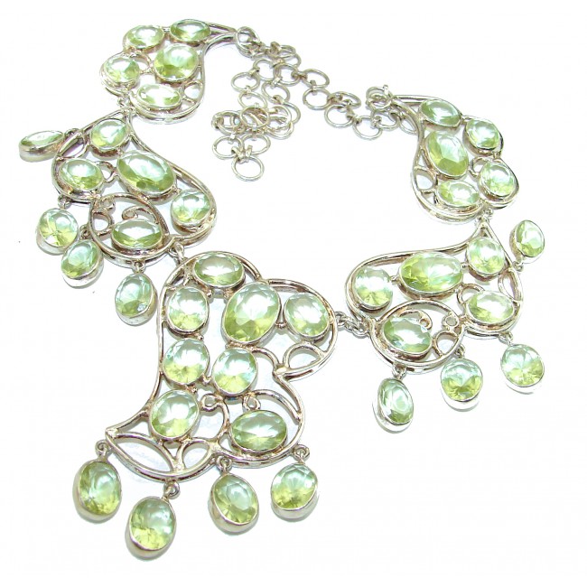 Floral Design Nature inspired Citrine .925 Sterling Silver handmade necklace