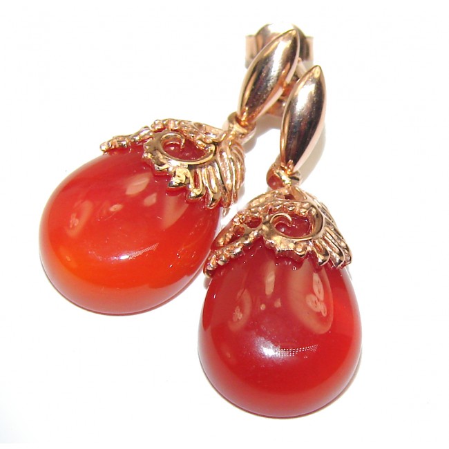 Sublime Orange Carnelian 18K Gold over .925 Sterling Silver handmade earrings