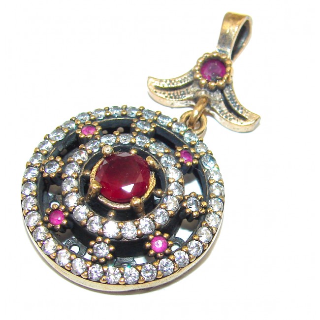 Spectacular created Red Ruby .925 Sterling Silver handcrafted Pendant