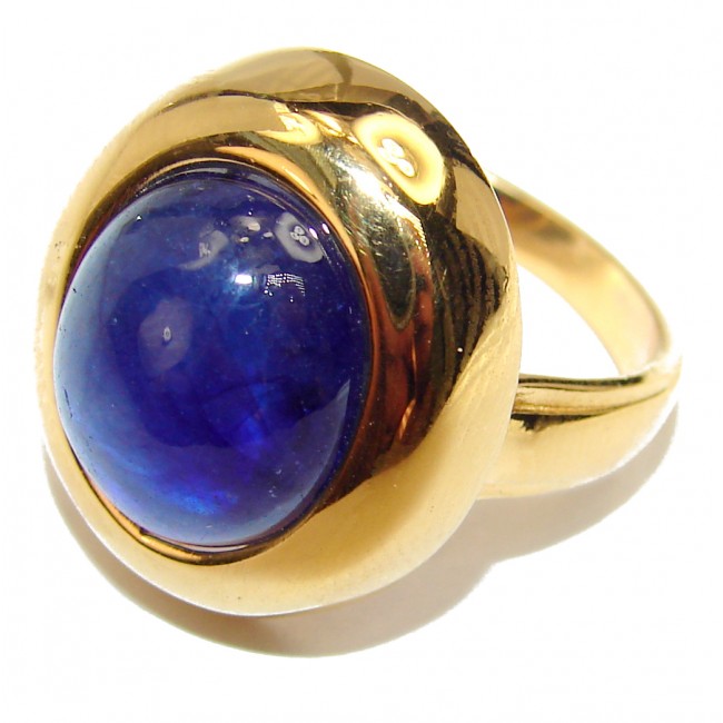Vintage Design 17.6ctw Genuine Sapphire 18K Gold over .925 Sterling Silver handmade Ring size 7 1/4